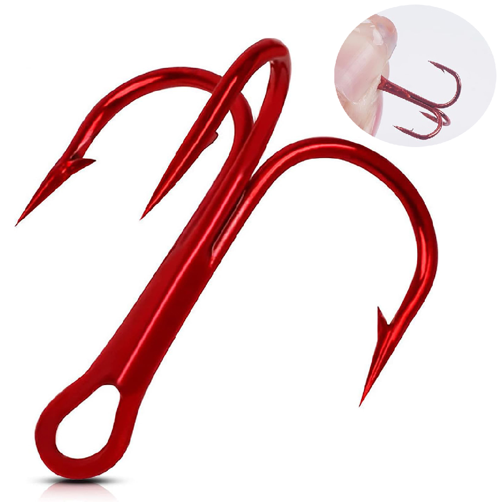 Fishing Equipment Shop - 200pcs Red Treble Fishing Hooks Super