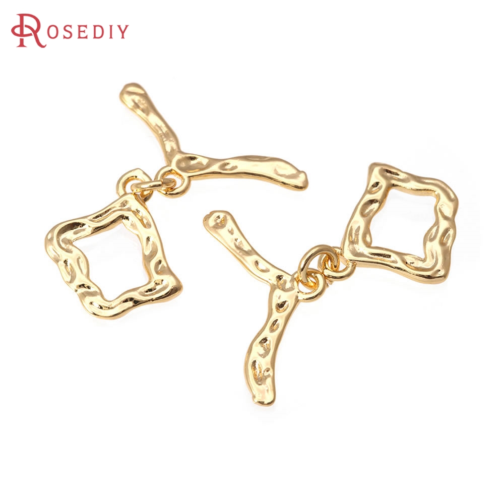 Circle Hook Set - 18K Gold Color Brass Square Shape
