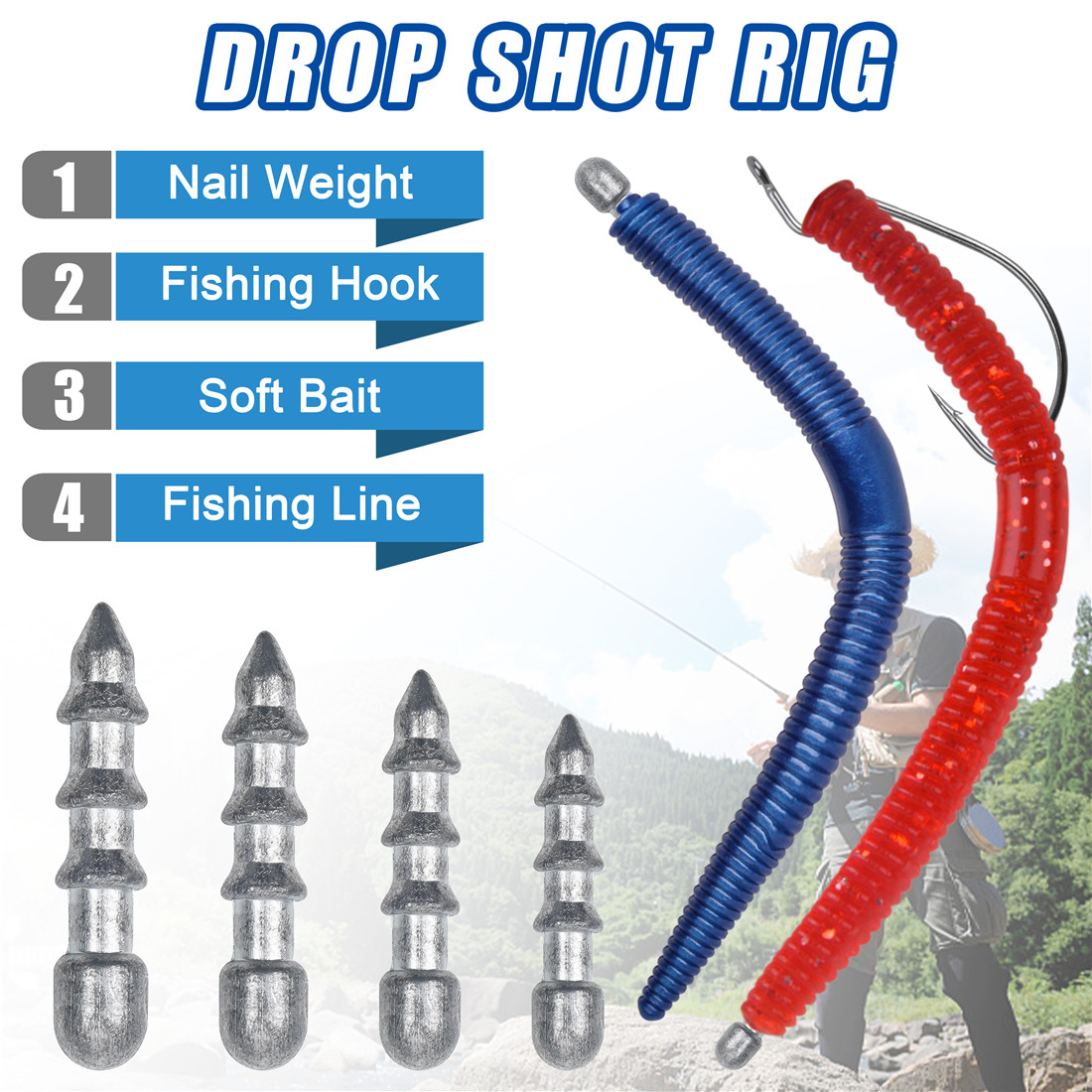 60PCS Nail weights Worm Fishin - Fishing Equipment Lures review and price